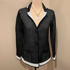Cocogio Italy Chic Black and White Women's Knit Blazer, size Small